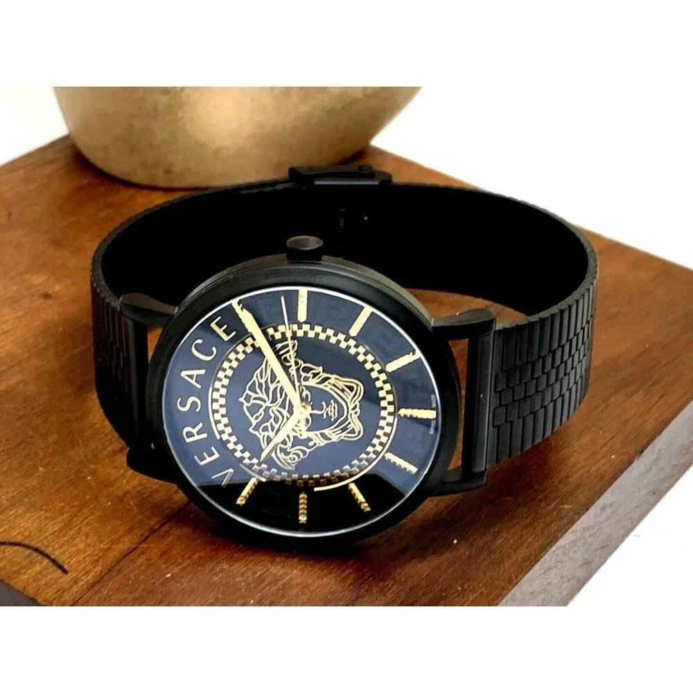 Versace Men's Watch VEJ400621 V-Essential Swiss Quartz Gold Black Steel …
